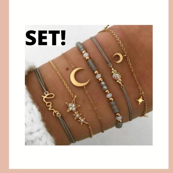 Moon Charm Layered Bracelet Set - Picture 7 of 7